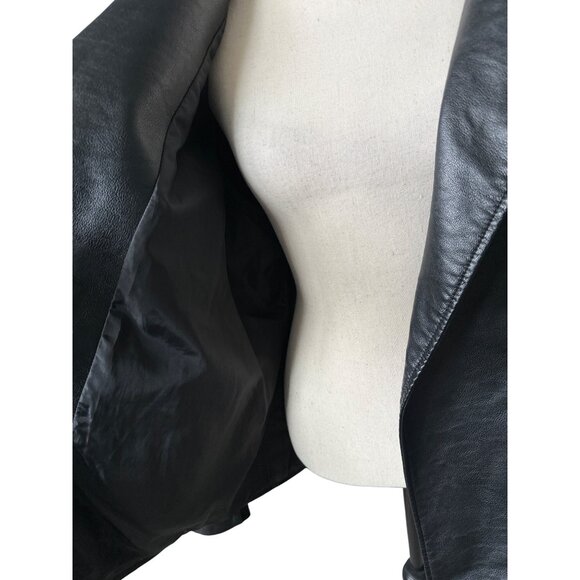 Lane Bryant Black Moto Jacket Vegan Leather Silver Zippers Pockets Size 2X - Picture 3 of 8